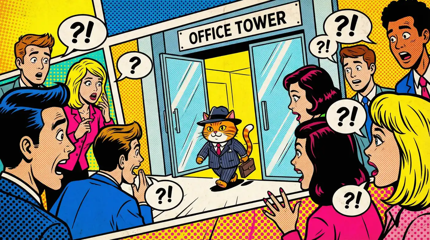 猫咪穿西装上班引围观 - 吃瓜社区